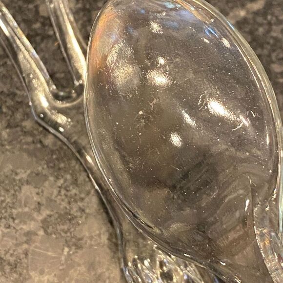 Vintage Crystal Salad Fork & Spoon Wexford By Anchor Hocking - Picture 8 of 9